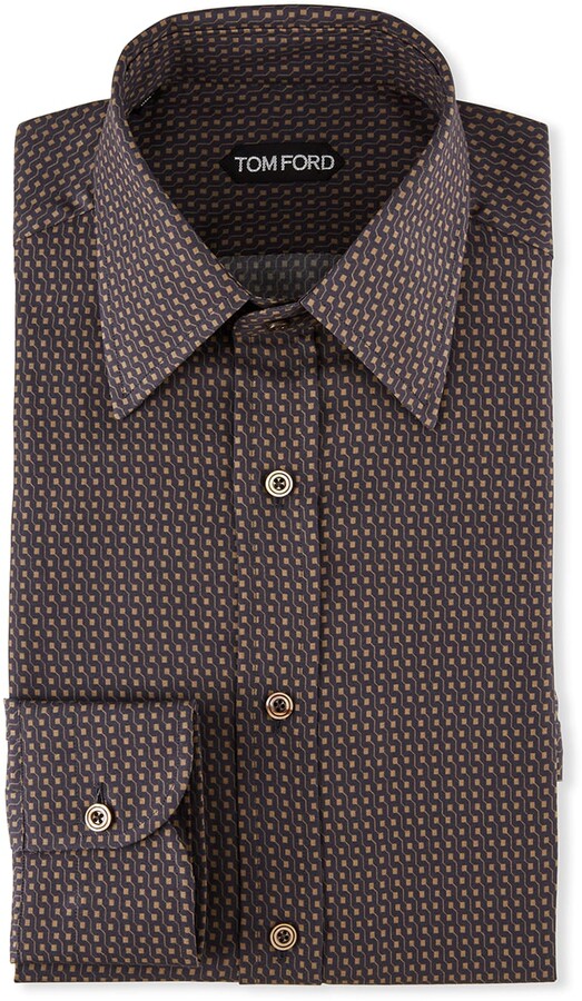 Tom Ford Men's Patterned Point-Collar Dress Shirt - ShopStyle