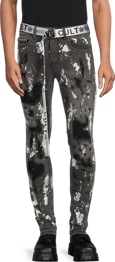 Cult of Individuality Punk Belted Super Skinny Jeans