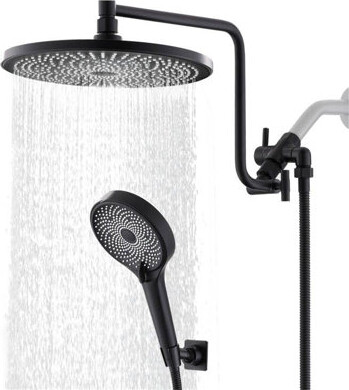 XINGRUISI Deluxe 10-Inch Rainfall Shower Combo – Adjustable 12" Arm, 3-Way High-Pressure Spray & Brass Holder