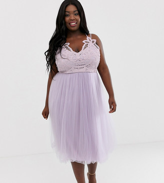 lace cami top tulle midi dress