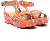 Thumbnail for your product : Gallucci Kids Floral-Print Leather Sandals