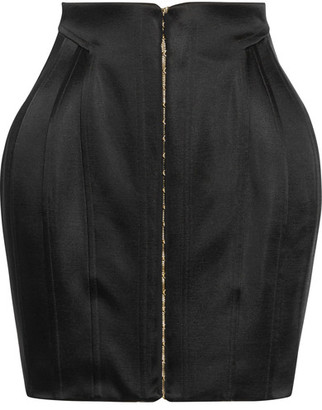 Balmain Satin Mini Skirt - Black