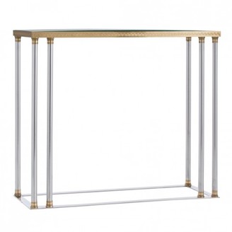 The Well Appointed House Arteriors Windsor Smith Pax Console Table with Etched Polished Brass Details & Polished Nickel Frame