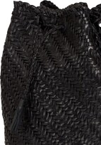 Thumbnail for your product : DRAGON DIFFUSION Pompom Doublej woven leather basket bag