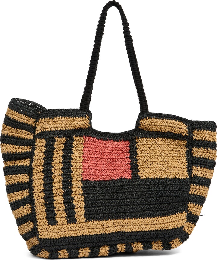 Collection XIIX Stripe Raffia Tote Bag