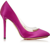 Thumbnail for your product : Charlotte Olympia Party PVC-trimmed satin pumps