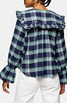 Thumbnail for your product : Topshop Brushed Check Collar Blouse