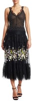 Thumbnail for your product : Amen Embroidered Floral Lace Midi Skirt