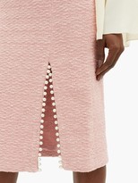 Thumbnail for your product : Giambattista Valli Faux Pearl-trimmed Cotton-blend Tweed Midi Skirt - Light Pink