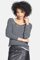 Thumbnail for your product : Halogen Embellished Neck Cashmere Sweater (Petite)