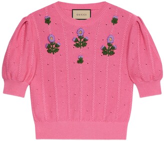 Gucci Floral embroidery knit top