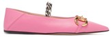 Thumbnail for your product : Gucci Deva Horsebit Collapsible-heel Leather Flats - Pink