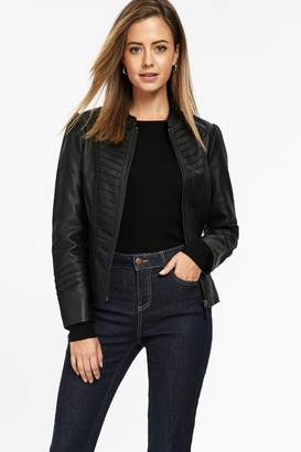 WallisWallis PETITE Black Faux Leather Jacket