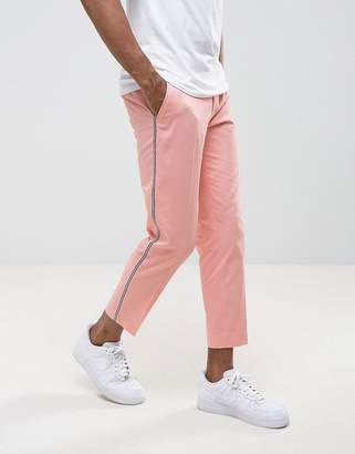 ASOS Skinny Smart Pants With Tux Stripe In Pink