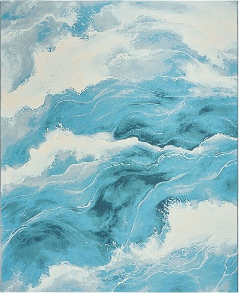 Nourison NourisonColorSplash4'x6'IvoryBlueCoastalNautical&BeachIndoor/OutdoorRug