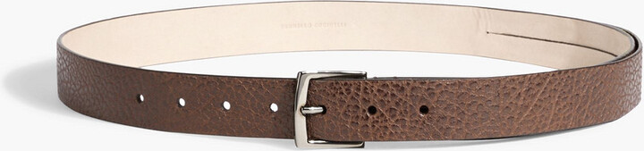 Bead-embellished pebbled-leather belt