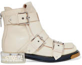 Alexander McQueen - Embellished Patent-leather Ankle Boots - Cream