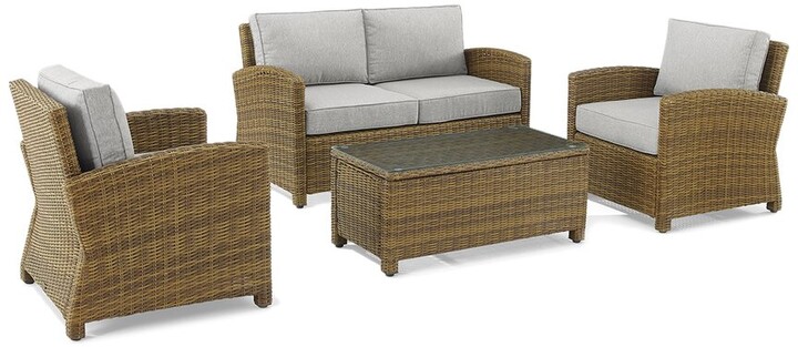 Crosley Furniture Bradenton 4Pc Outdoor Wicker Conversation Set