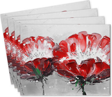 East Urban Home Polyester Mindaugas Set of 4 - Wild Flowers on Gray Decor