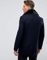Thumbnail for your product : French Connection Double Breasted Wool Coat with Faux Fur Collar