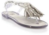 Thumbnail for your product : Stuart Weitzman Gelati Leather-Woven Jelly Thong Sandals