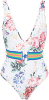 Thumbnail for your product : Zimmermann Belted Floral-print Swimsuit