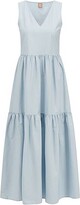 Thumbnail for your product : HUGO BOSS Sleeveless tiered dress in stretch-cotton poplin