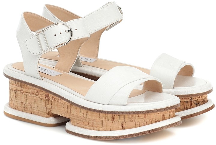 white platform cork sandals