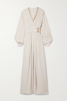 Thumbnail for your product : ANNA MASON Coco Wrap-effect Cotton-voile Maxi Dress - Beige - UK 12