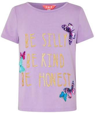 Monsoon Girls Children Purple Butterfly T-Shirt - Purple