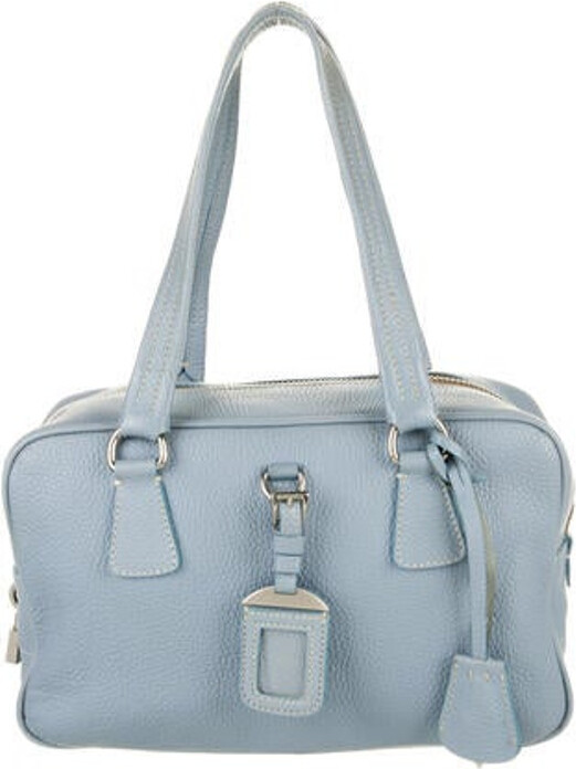 Prada Blue Saffiano Leather Mini Bauletto Bag Prada