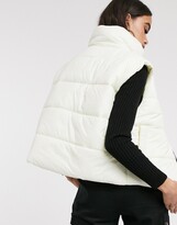 Thumbnail for your product : ASOS DESIGN nylon padded vest jacket in off