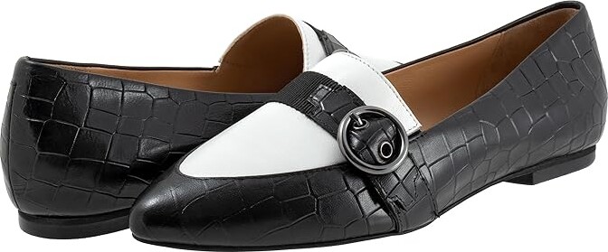 Trotters Emmett Women's Flat Shoes Black Croco/White : 11 M (B) Leather