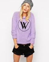 Thumbnail for your product : Wildfox Couture Oversized Jumper In Fluffy Fabric With Front Logo