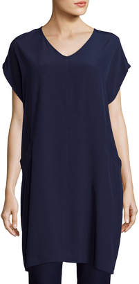Eileen Fisher Plus Size Short Sleeve Crinkle Crepe Tunic