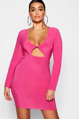 boohoo Plus Twist Front Cut Out Bodycon Dress