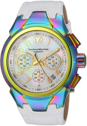 Technomarine Women's 'Sea' Quartz Stainless Steel and Leather Casual Watch, Color:White (Model: TM-715038)