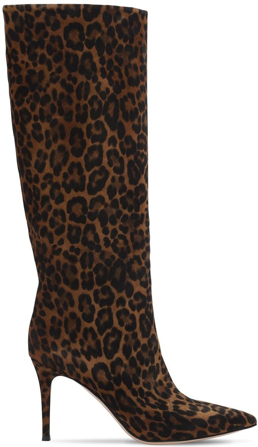 suede leopard booties
