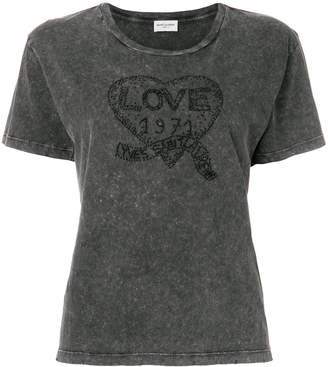 Saint Laurent Love 1971 Ebroidered Cotton T-shirt