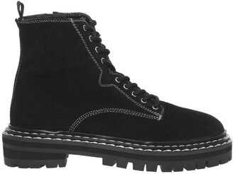 Office Alphabet Double Rand Lace Up Boots Black Suede