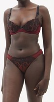 Thumbnail for your product : Agent Provocateur Elmina Floral-embroidered Briefs - Red Multi
