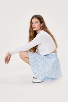 Thumbnail for your product : Nasty Gal Womens Floral Shirred Waist Ruffle Mini Skirt - Blue - M