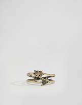 Thumbnail for your product : ASOS Design Ring Pack In Burnished Gold With Arrow