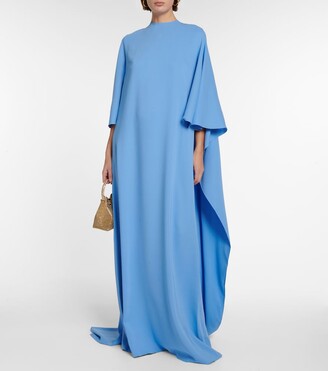 Cape-detail silk-blend gown