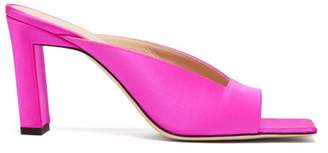 Wandler Isa Square Open-toe Satin Mules - Womens - Pink
