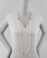 Thumbnail for your product : Tory Burch Evie Long Logo-Station Pearly Necklace