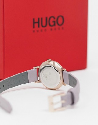 HUGO BOSS cherish leather watch in purple 1540083
