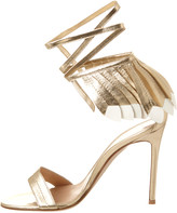 Thumbnail for your product : Gianvito Rossi Feather 100 Metallic Leather Sandal