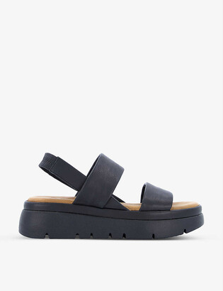 Black Leather Flatform Sandals | ShopStyle