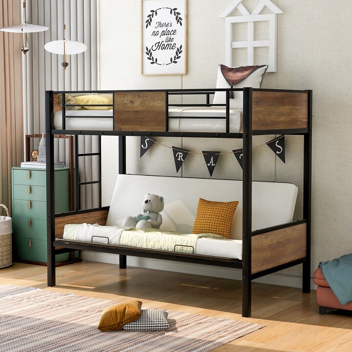 GEROJO TwinoverFull Metal Futon Bunk Bed with Guardrails and Ladder ShopStyle